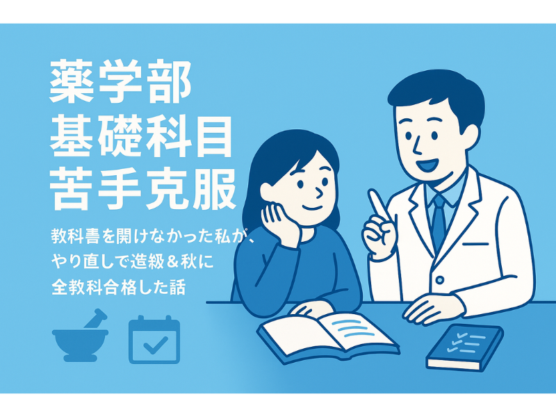 【薬学部　基礎科目 苦手克服】教科書を開けなかった私が、やり直しで進級＆秋に全教科合格した話