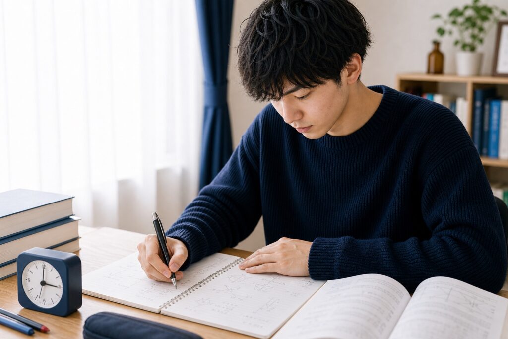 国家試験の物理を時間内に解けるようになった薬学部生の演習風景