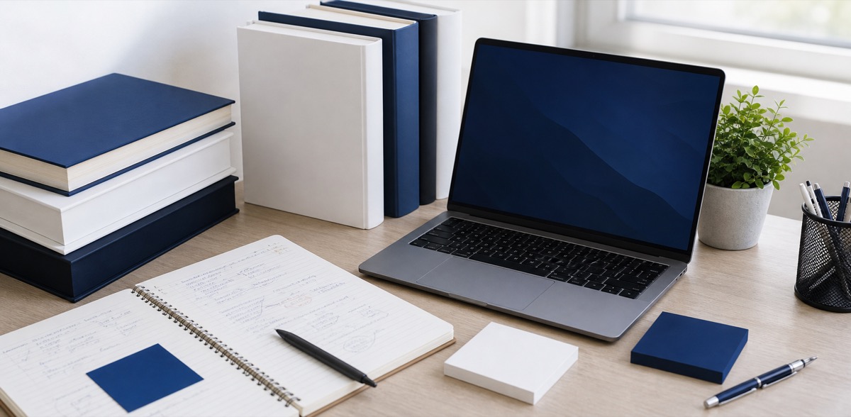 薬学部の総合学習支援イメージ（教科書とノートPC・学習ノート）