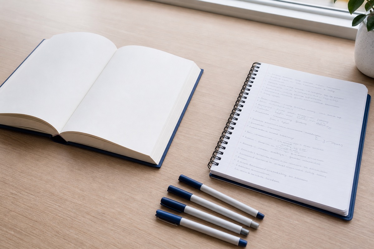 予備校併用の学習の学習イメージ（教科書と学習ノート）