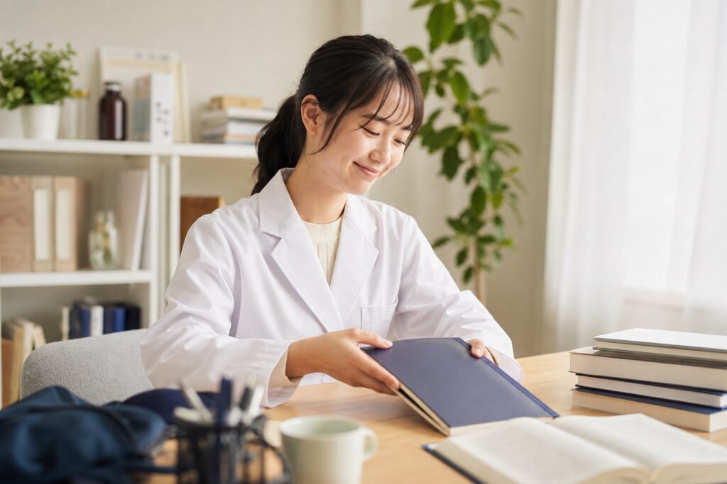 女子学生が再試験を乗り越え安心した様子