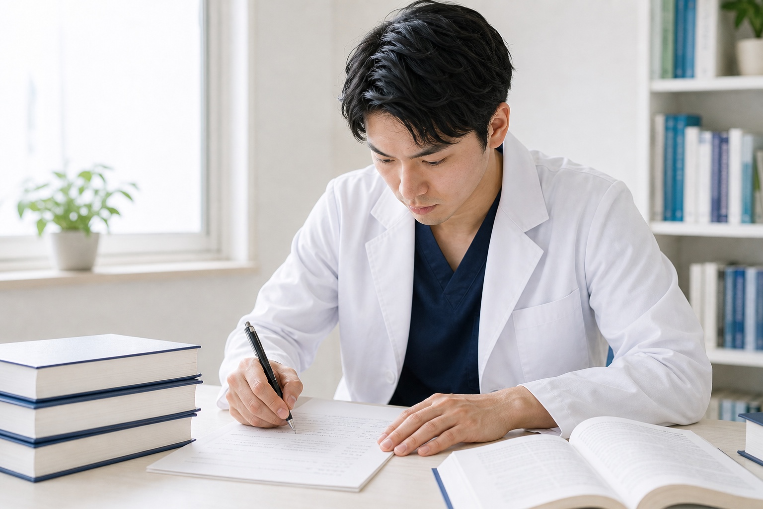 短期間の試験対策で過去問に集中して取り組む薬学部生